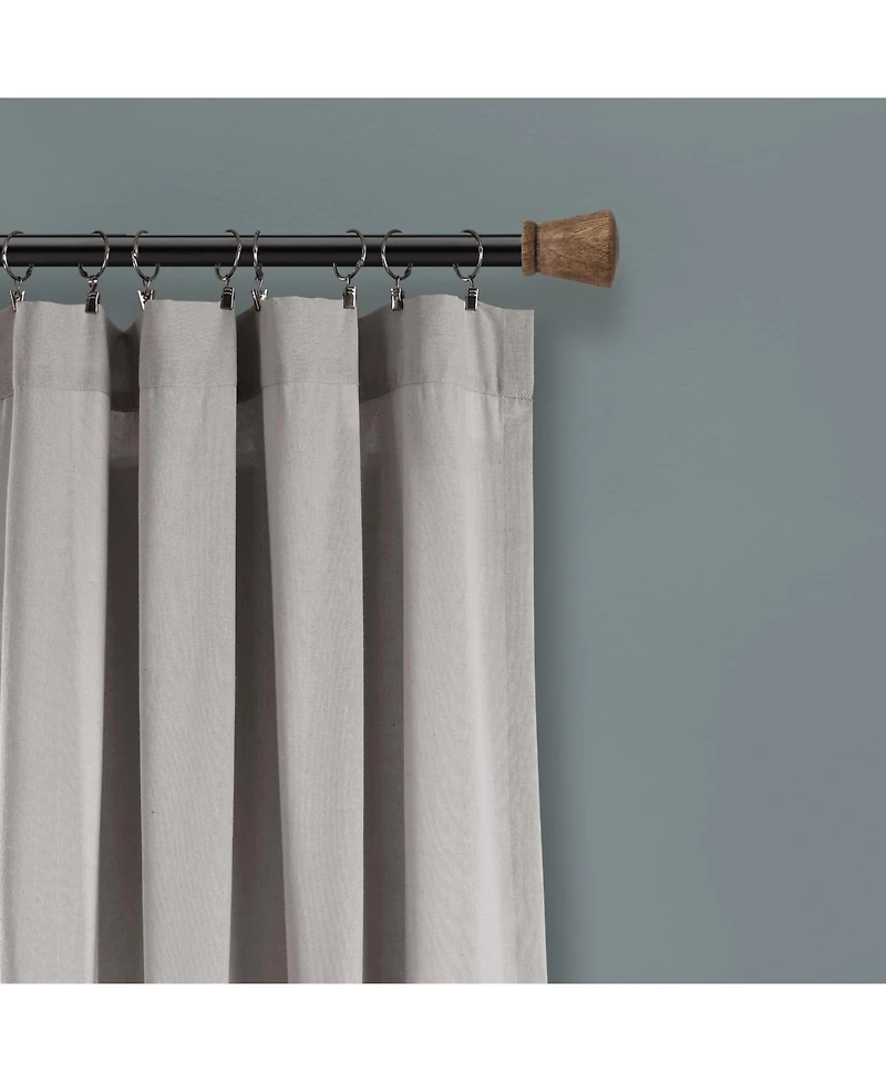 Lush Decor Linen Button Window Curtain - Single Panel Rustic and Modern Farmhouse Curtains