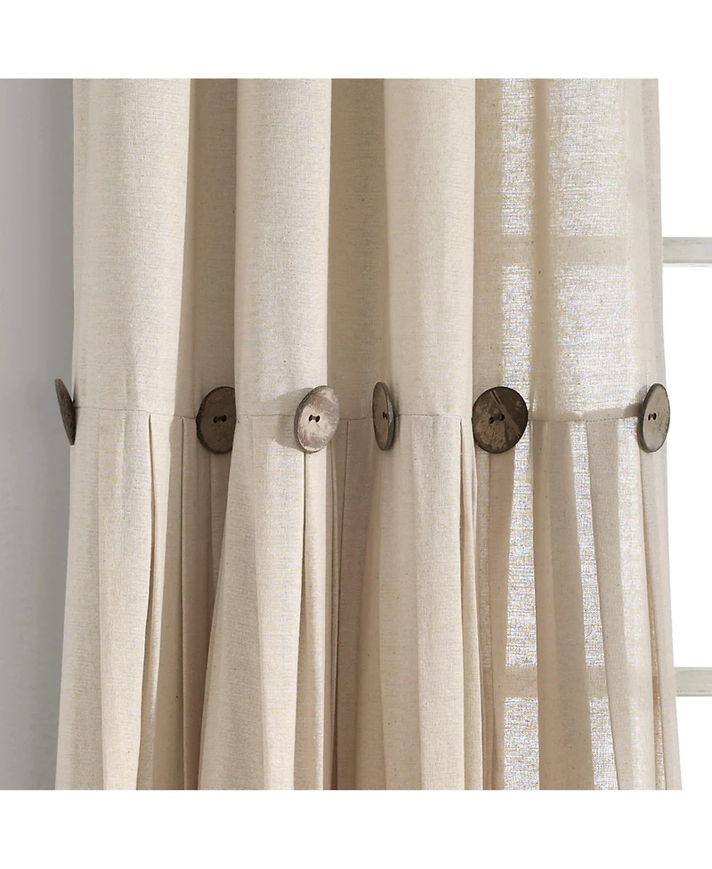 Lush Decor Linen Button Window Curtain - Single Panel Rustic and Modern Farmhouse Curtains