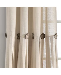 Lush Decor Linen Button Window Curtain - Single Panel Rustic and Modern Farmhouse Curtains