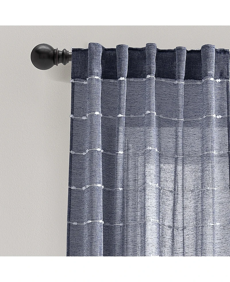 Farmhouse Textured Back Tab/Rod Pocket Sheer Window Curtain Panels