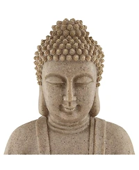 Calm Buddha 22" High Large Zen Asian Indoor Outdoor Decor Sand Stone Floor Fountain with Light Led Outside
