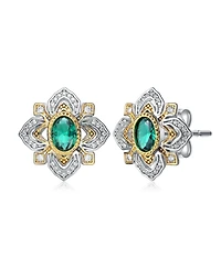 Classy White Gold Plated and 14K Gold Plated with Cubic Zirconia Stud Earrings
