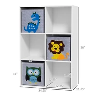 Qaba Children's Toy Storage with 3 Storage Bins & Cute Animal Design,