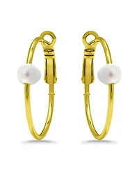 Macy's White Cultured Pearl Hoop Earrings