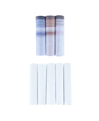 Trafalgar Men's Premium 5 Pack and Checked 3 Pack Cotton Handkerchiefs Set