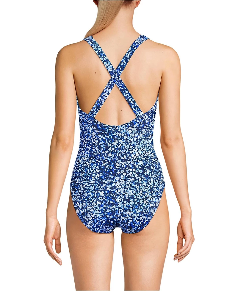 Lands' End Women's Tugless X-Back One Piece Swimsuit