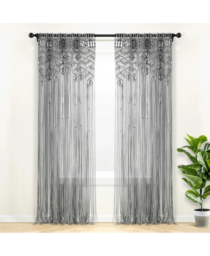 Boho Macrame Leaf Cotton Window Curtain/ Room Divider/Wedding Backdrop/Wall Decor