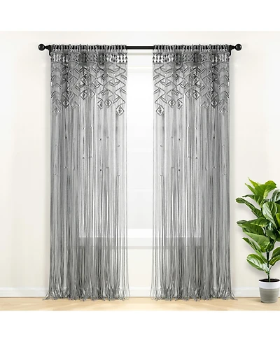 Boho Macrame Leaf Cotton Window Curtain/ Room Divider/Wedding Backdrop/Wall Decor