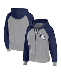 Women's Wear by Erin Andrews Silver Dallas Cowboys Colorblock Lightweight Full-Zip Hoodie
