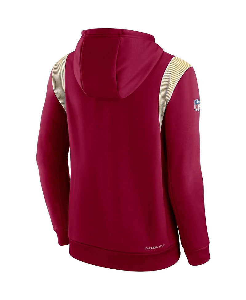 Men's Nike Burgundy Washington Commanders Sideline Athletic Stack Performance Pullover Hoodie