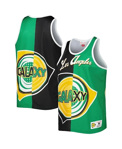 Men's Mitchell & Ness Black, Green La Galaxy Sublimated Split Logo Tank Top