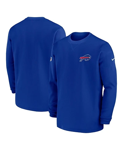 Men's Nike Royal Buffalo Bills 2023 Sideline Throwback Heavy Brushed Waffle Long Sleeve T-shirt