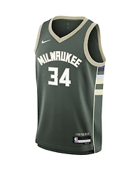 Big Boys Nike Giannis Antetokounmpo Hunter Green Milwaukee Bucks Swingman Jersey - Icon Edition
