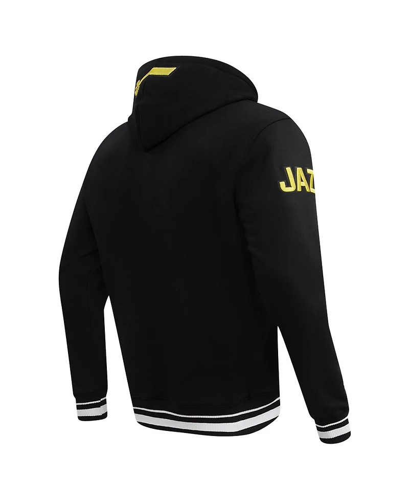 Men's Pro Standard Black Utah Jazz Script Tail Pullover Hoodie