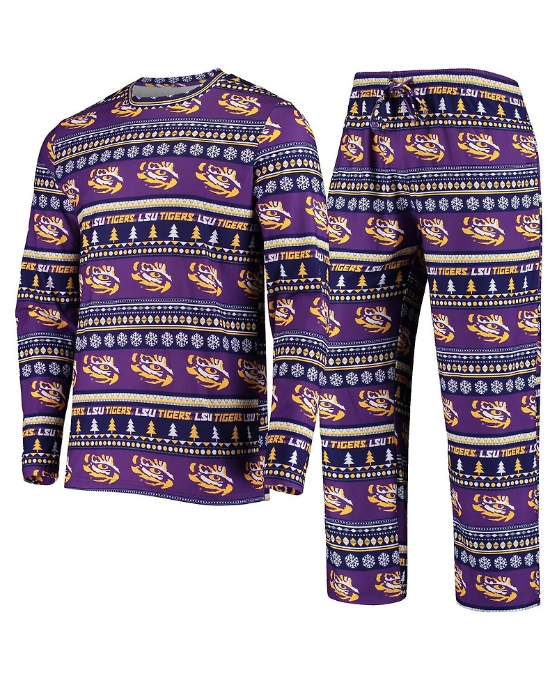 Men's Concepts Sport Purple Lsu Tigers Ugly Sweater Knit Long Sleeve Top and Pant Set