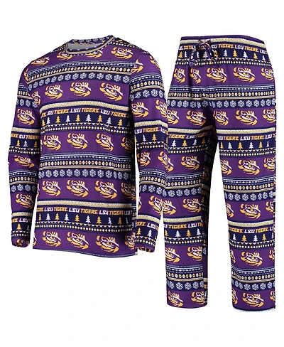Men's Concepts Sport Purple Lsu Tigers Ugly Sweater Knit Long Sleeve Top and Pant Set