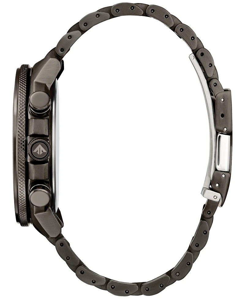 Citizen Eco-Drive Men's Chronograph Promaster Geo Trekker Gray-Tone Stainless Steel Bracelet Watch 46mm