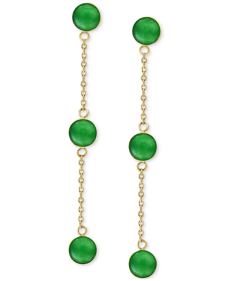 Effy Dyed Jade Bezel-Set Linear Chain Drop Earrings in 14k Gold