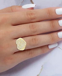 Cubic Zirconia Cluster Heart Ring in 14k Gold-Plated Sterling Silver