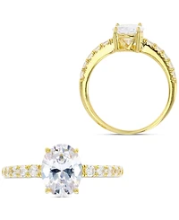 Cubic Zirconia Oval Ring 14k Gold-Plated Sterling Silver