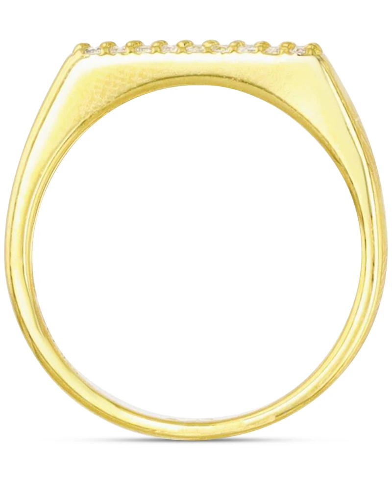 Cubic Zirconia Rectangular Cluster Ring 14k Gold-Plated Sterling Silver