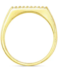 Cubic Zirconia Rectangular Cluster Ring 14k Gold-Plated Sterling Silver