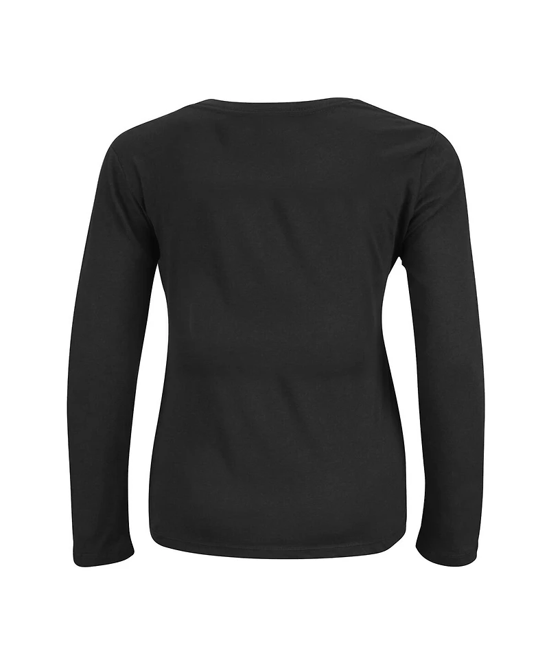 Women's Fanatics Black Baltimore Ravens 2023 Afc North Division Champions Plus Conquer Long Sleeve Crew Neck T-shirt