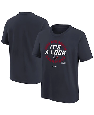 Big Boys Nike Navy Houston Texans 2023 Afc South Division Champions Trophy Collection T-shirt