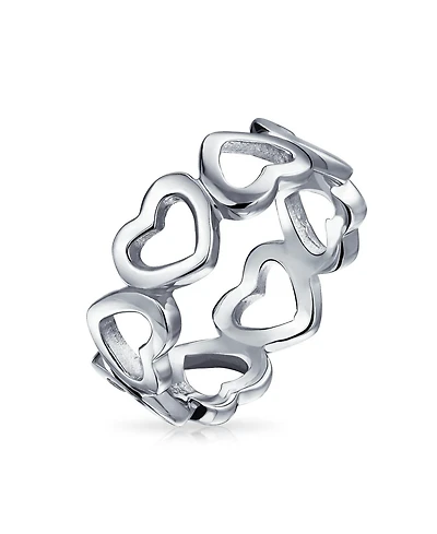 Bling Jewelry Bff Friendship Alternating Open Heart Eternity Band Promise Ring Sterling Silver