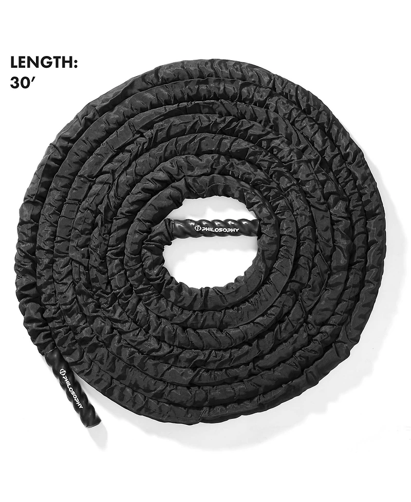 Philosophy Gym 50 Foot Exercise Battle Rope 2 Inch Diameter with Cover and Anchor Kit