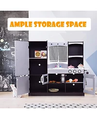 Kids Kitchen Play set Wooden Chef's Pretend Play Toy Cooking Food Set Gift for Kids