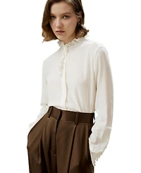 Lilysilk Women's Crepe de Chine Silk Blouse with Ruffle Edge