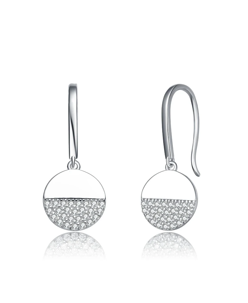 Sterling Silver with White Gold Plated Cubic Zirconia Hook Earring
