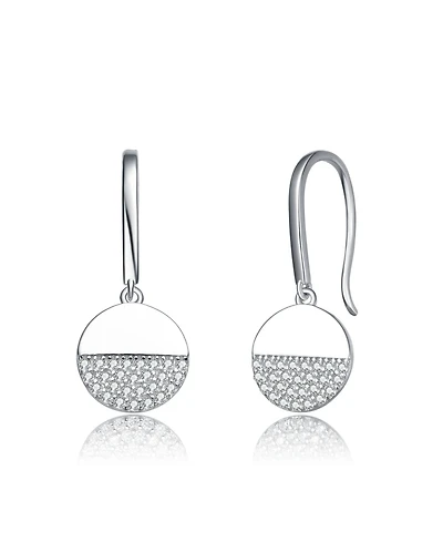 Sterling Silver with White Gold Plated Cubic Zirconia Hook Earring
