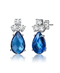 Sterling Silver White Gold Plated with Cubic Zirconia Pear Drop Earrings