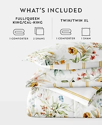 ienjoy Home Chintz Floral Stripe 3-Piece Comforter Set, King/California King