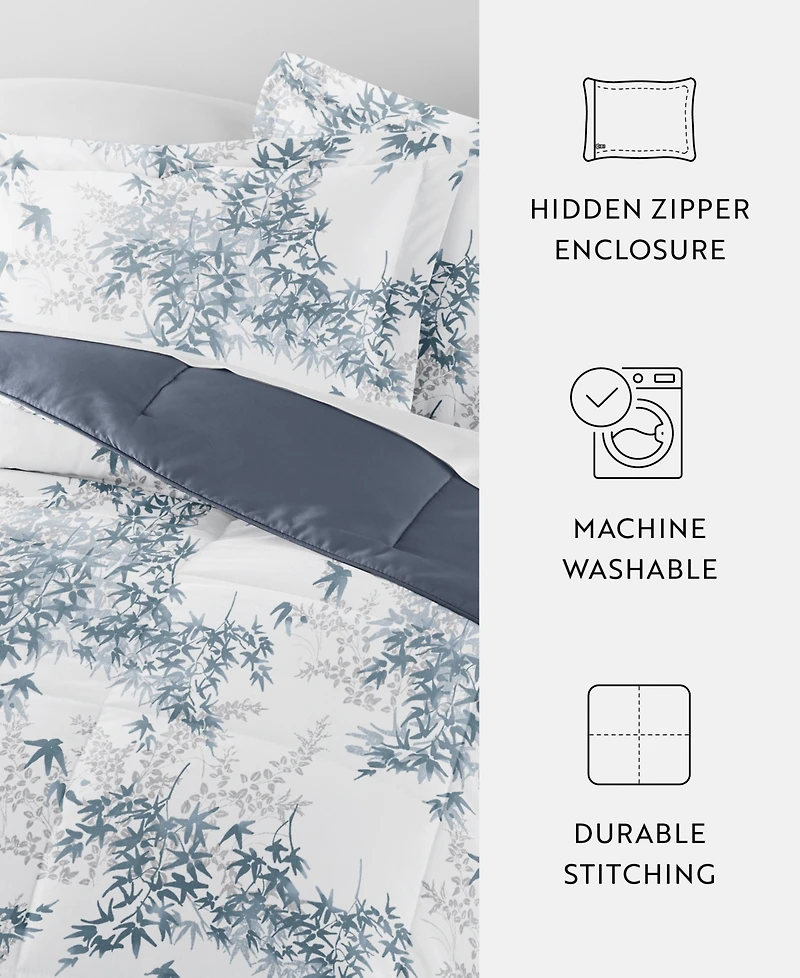 ienjoy Home Bamboo Leaves Blue 2-Piece Comforter Set, Twin/Twin Xl