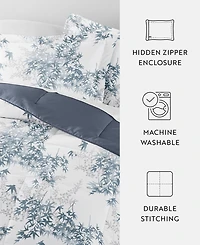 ienjoy Home Bamboo Leaves Blue 2-Piece Comforter Set, Twin/Twin Xl