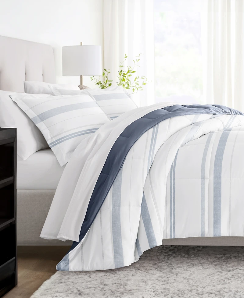 ienjoy Home Stitched Stripe 2-Piece Comforter Set, Twin/Twin Xl
