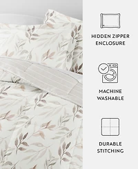 ienjoy Home Foliage Stripe 3-Piece Comforter Set, Full/Queen
