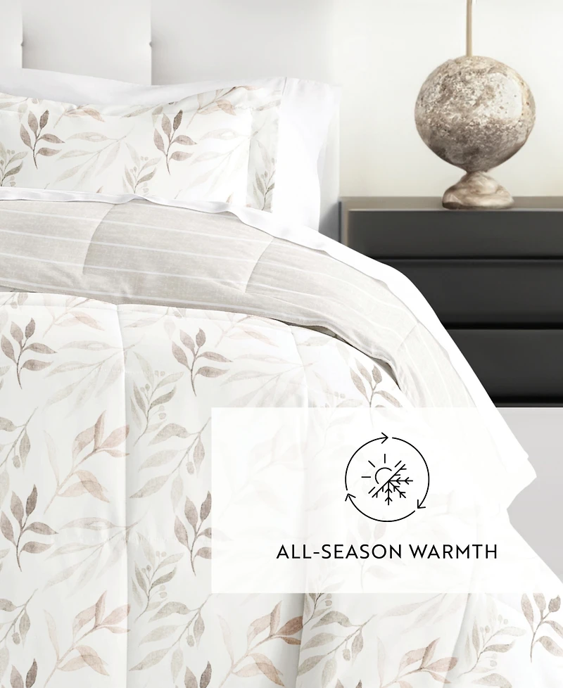 ienjoy Home Foliage Stripe 3-Piece Comforter Set, King/California King