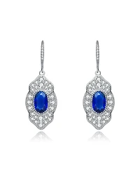 Dazzling Sterling Silver White Gold Plated with Colored Cubic Zirconia Drop Earrings