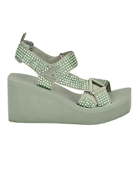 Guess Women's Dawsin Rhinestone Eva Strappy Wedge Sandals