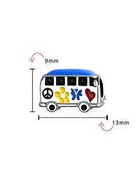 Bling Jewelry Multi Color Retro 1960'S Peace Love Hippie Volk Wagon Van Bus Charm Bead Enamel .925Sterling Silver Fits European Bracelet