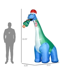 Homcom 11FT Long Christmas Inflatable Dinosaur with Christmas Tree in Mouth