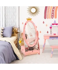 Kids Full Length Mirror Free-Standing 360° Dressing Wooden Princess