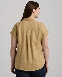 Lauren Ralph Plus Linen Dolman Sleeve Top