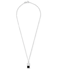Onyx Happiness Dog Tag 18" Pendant Necklace in Sterling Silver