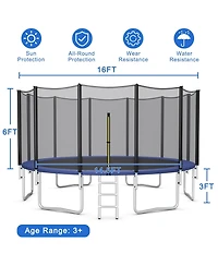 Inolait 16 Feet Outdoor Trampoline Bounce Combo with Safety Closure Net Ladder