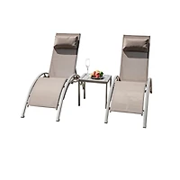Streamdale 3-Piece Outdoor Lounge Set, Khaki, Aluminum, All-Weather